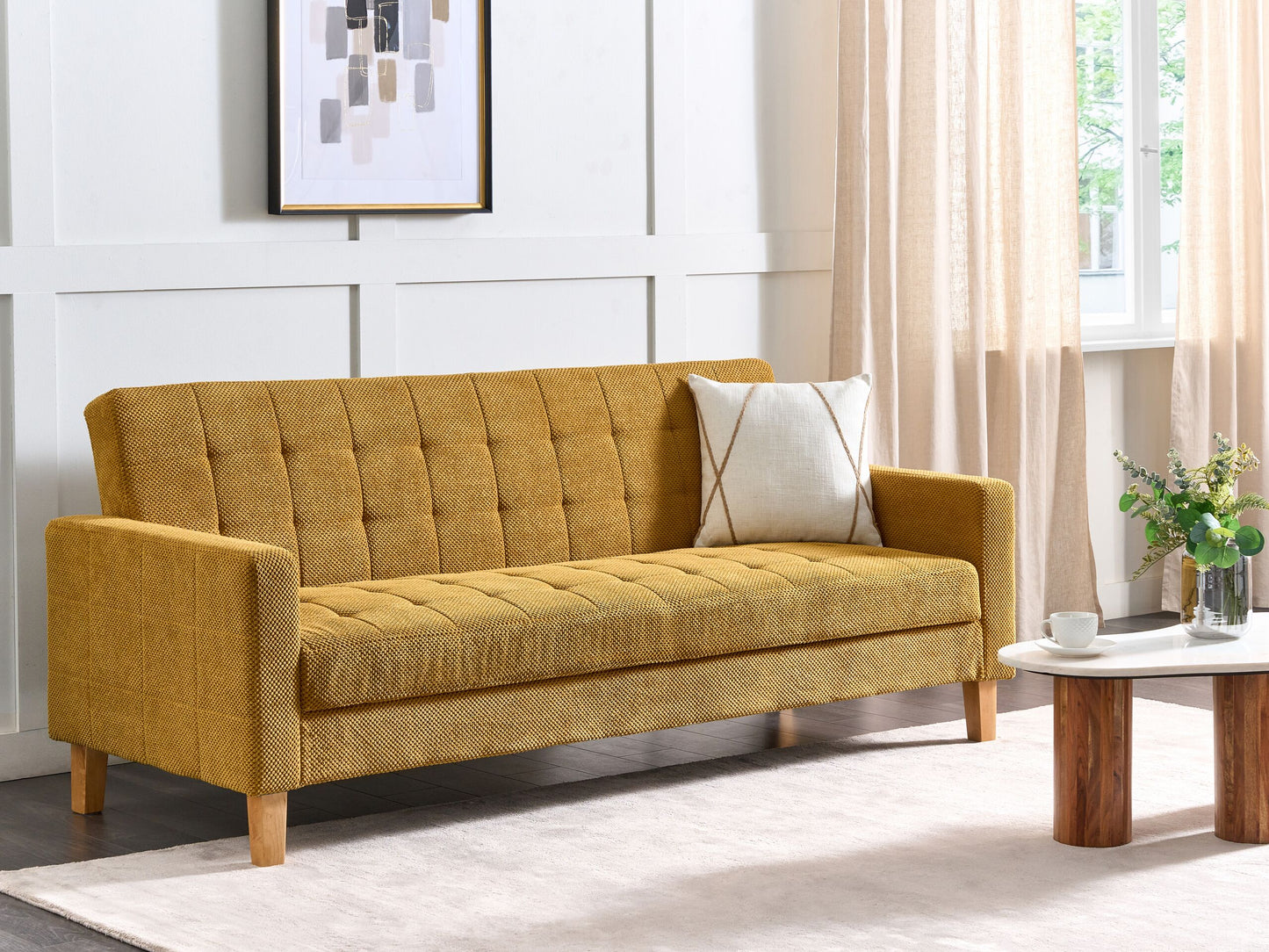 3-Sitzer Schlafsofa senfgelb mit Stauraum VEHKOO