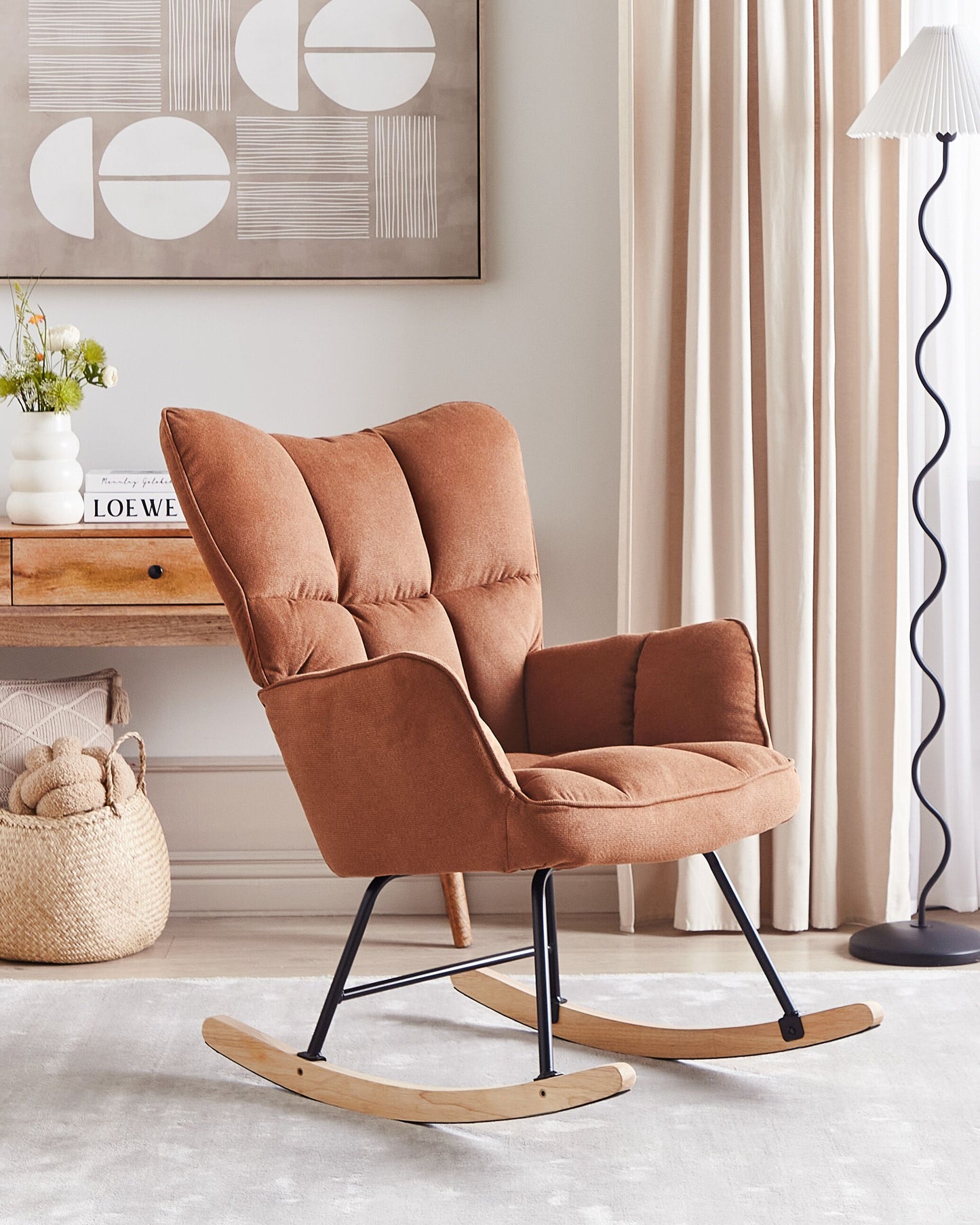 Schaukelsessel OULU Stoff Braun