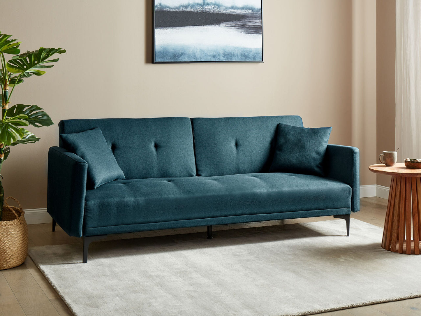 3-Sitzer Schlafsofa seeblau / schwarz LUCAN