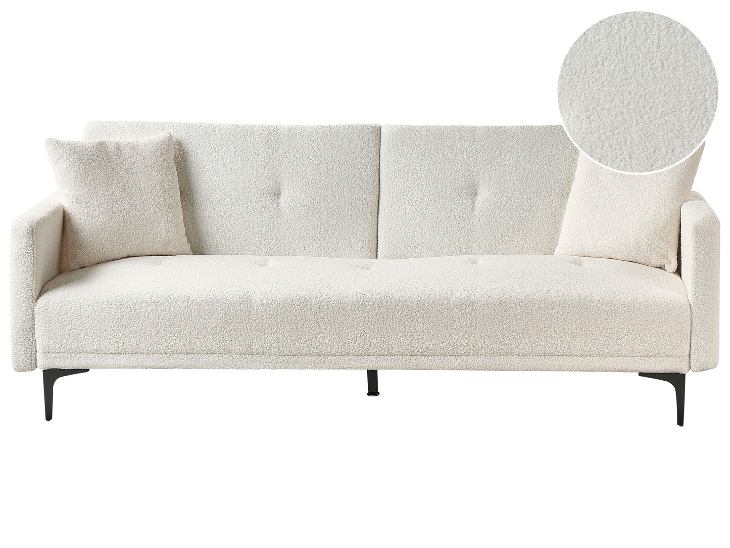 3-Sitzer Schlafsofa Bouclé cremeweiss / schwarz LUCAN