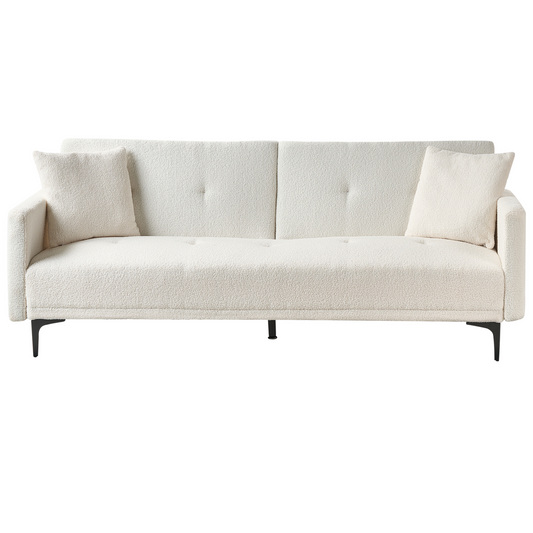 3-Sitzer Schlafsofa Bouclé cremeweiss / schwarz LUCAN