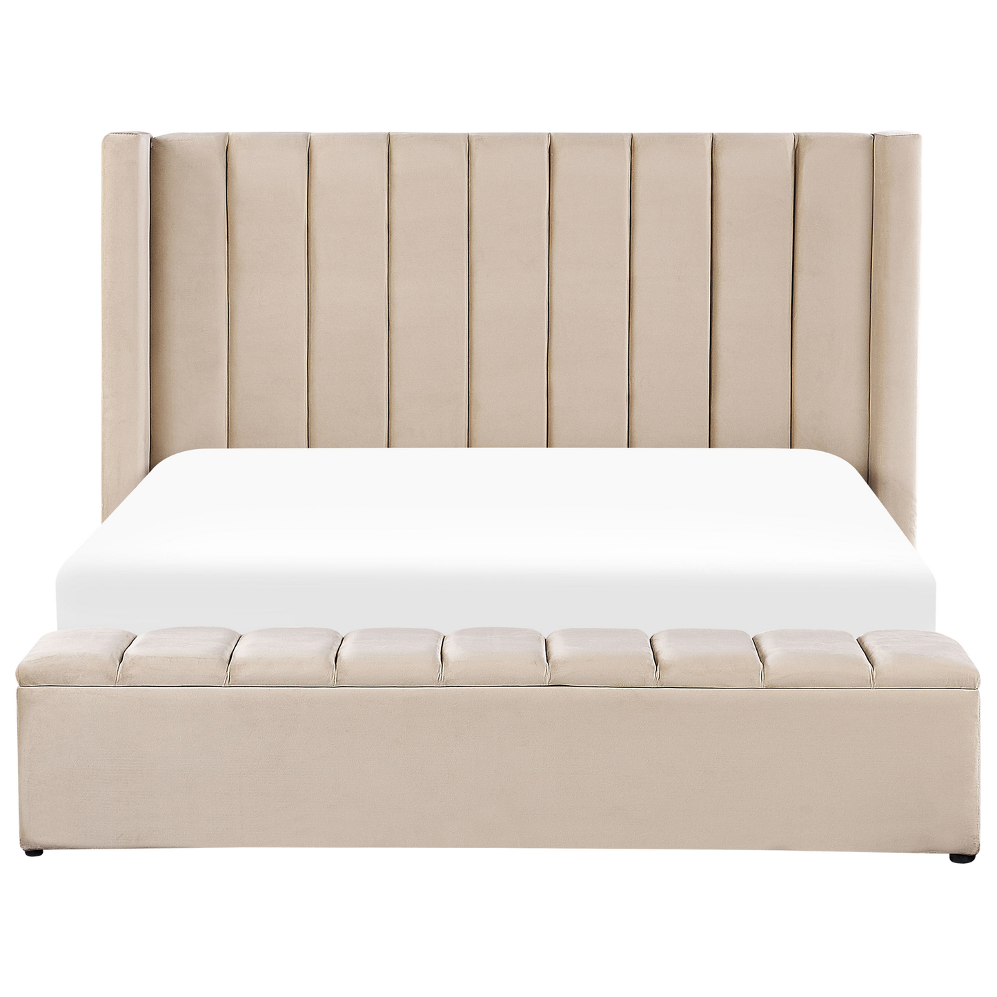 Wasserbett mit Stauraumbank Samtstoff NOYERS 180 x 200 cm Beige