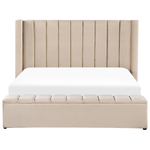 Wasserbett mit Stauraumbank Samtstoff NOYERS 180 x 200 cm Beige