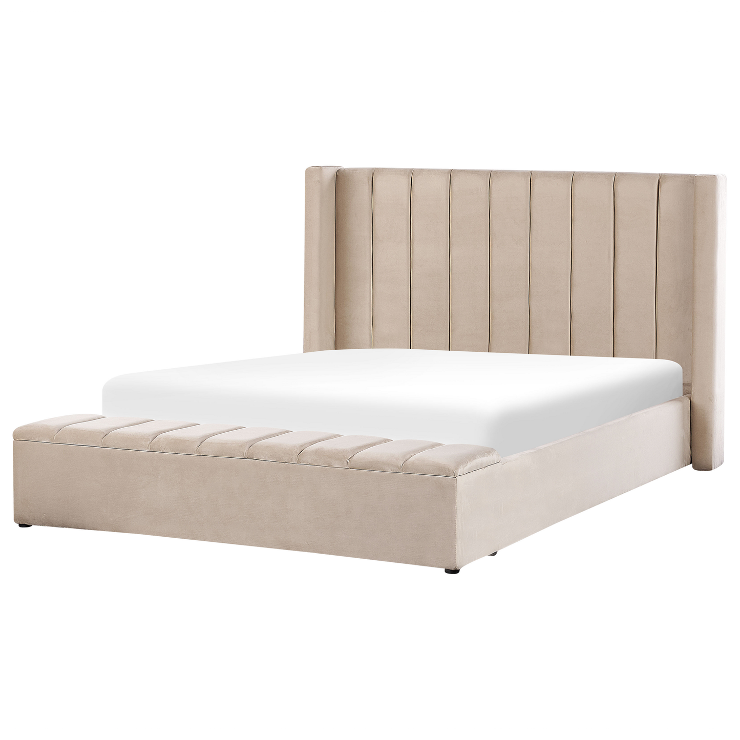 Wasserbett mit Stauraumbank Samtstoff NOYERS 180 x 200 cm Beige