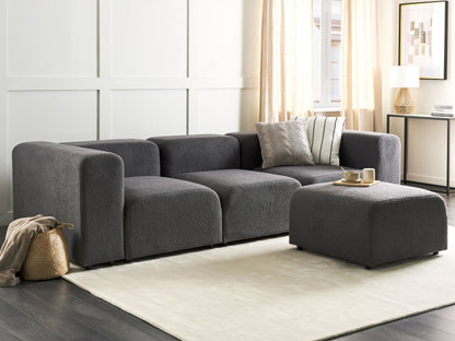 3-Sitzer Sofa Bouclé dunkelgrau mit Ottomane FALSTERBO