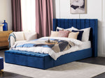 Wasserbett mit Stauraumbank Samtstoff NOYERS 160 x 200 cm Blau