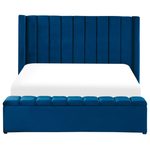 Wasserbett mit Stauraumbank Samtstoff NOYERS 160 x 200 cm Blau