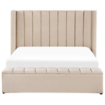 Wasserbett mit Stauraumbank Samtstoff NOYERS 160 x 200 cm Beige