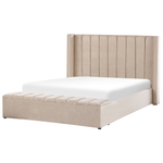 Wasserbett mit Stauraumbank Samtstoff NOYERS 160 x 200 cm Beige