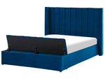 Wasserbett mit Stauraumbank Samtstoff NOYERS 140 x 200 cm Blau