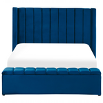 Wasserbett mit Stauraumbank Samtstoff NOYERS 140 x 200 cm Blau