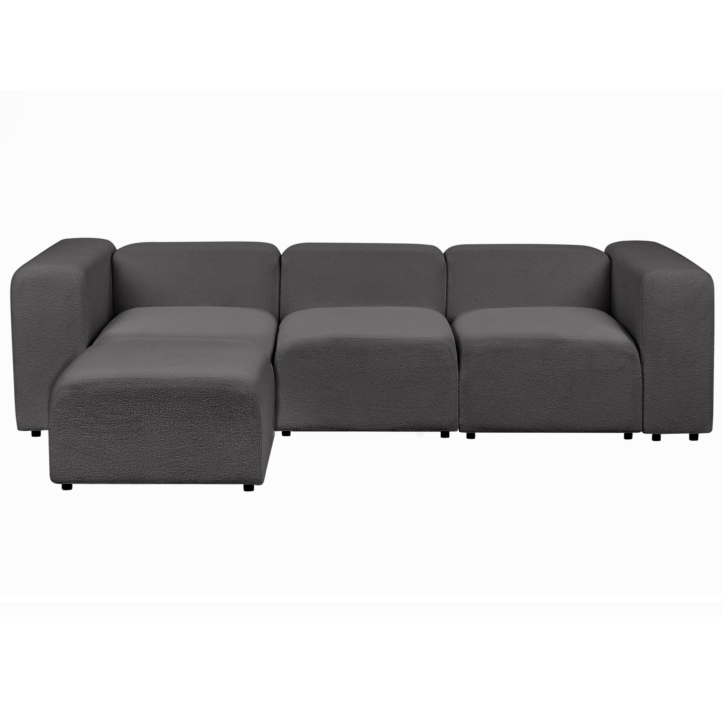 3-Sitzer Sofa Bouclé dunkelgrau mit Ottomane FALSTERBO