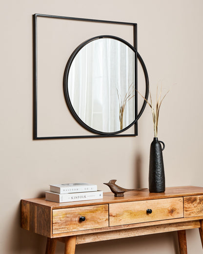 Wandspiegel AUXY 79 cm 70 cm Metall Schwarz