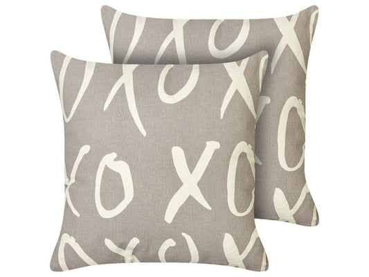 Dekokissen 2er Set TELOPEA Baumwolle 45 x 45 cm Grau Mit Aufschrift