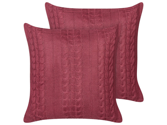Dekokissen 2er Set CADETIA Baumwolle 45 x 45 cm Burgunderrot Ohne Muster