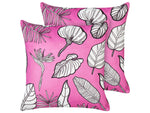 Dekokissen 2er Set MALVA Samtstoff 45 x 45 cm Rosa Blumenmuster