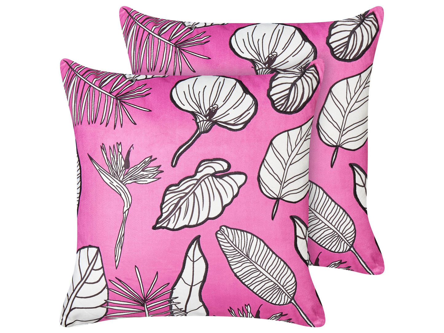 Dekokissen 2er Set MALVA Samtstoff 45 x 45 cm Rosa Blumenmuster