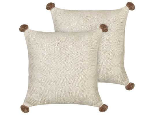 Dekokissen 2er Set OBERONIA Baumwolle 45 x 45 cm Beige Ohne Muster