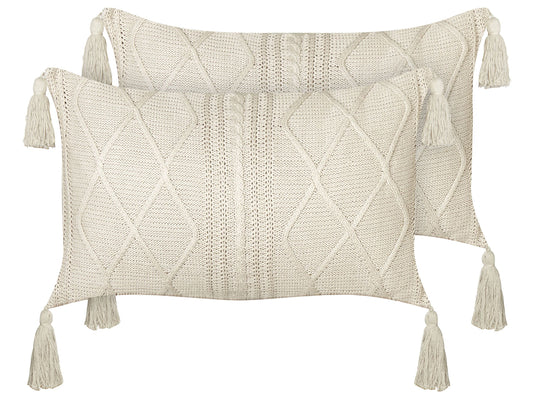 Kissen 2er Set CAESIA Baumwolle 30 x 50 cm Kein Muster Helles Beige