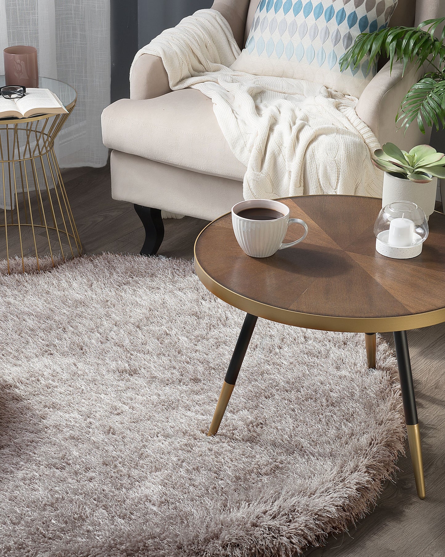 Teppich hellgrau ⌀ 140 cm Shaggy CIDE