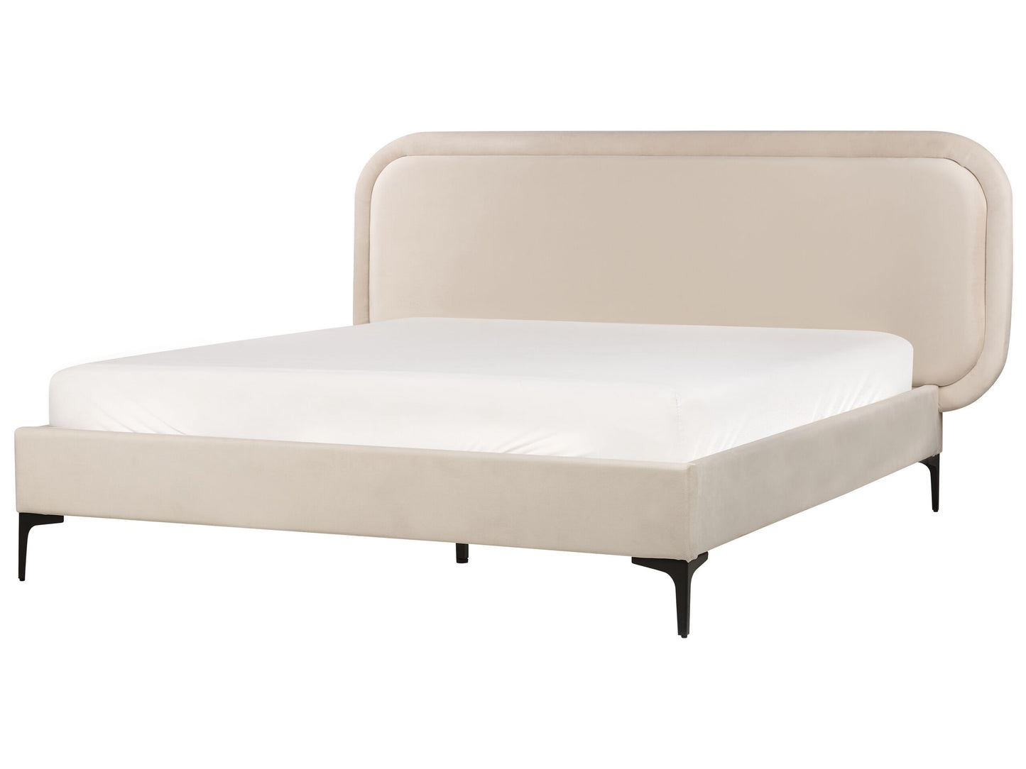 Bett mit Lattenrost Samtstoff SUZETTE 140 x 200 cm Hellbeige