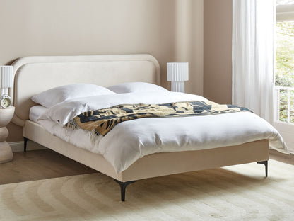 Bett mit Lattenrost Samtstoff SUZETTE 180 x 200 cm Hellbeige