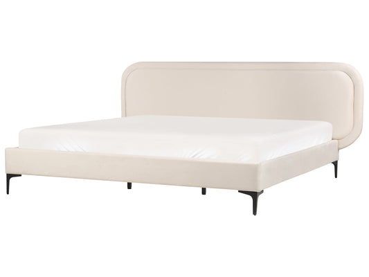 Bett mit Lattenrost Samtstoff SUZETTE 180 x 200 cm Hellbeige