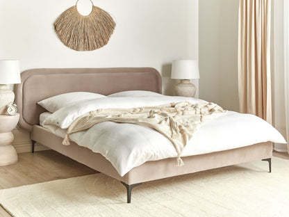 Bett mit Lattenrost Samtstoff SUZETTE 160 x 200 cm Beige