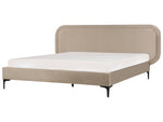 Bett mit Lattenrost Samtstoff SUZETTE 160 x 200 cm Beige