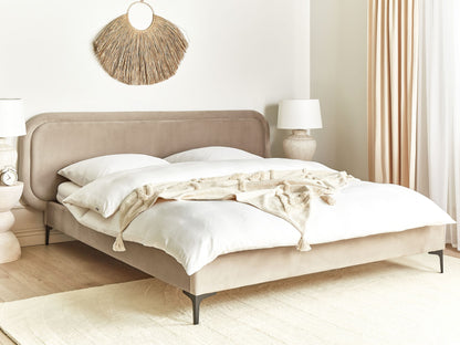 Bett mit Lattenrost Samtstoff SUZETTE 180 x 200 cm Beige