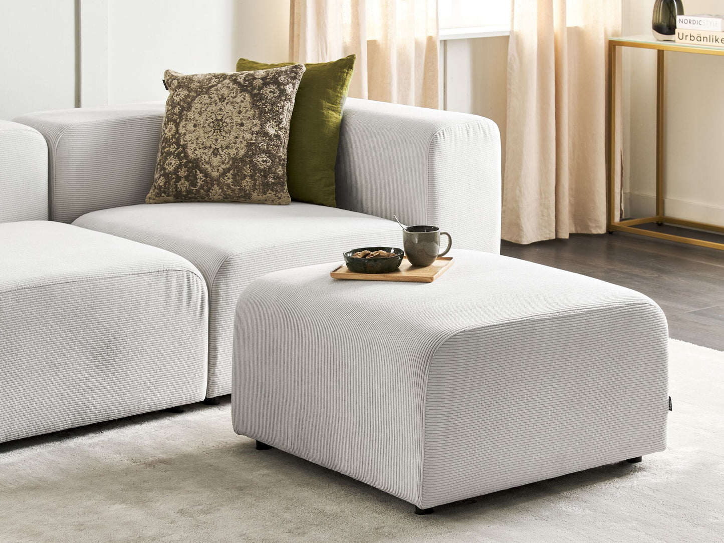 Ottomane FALSTERBO Cord Cremeweiss