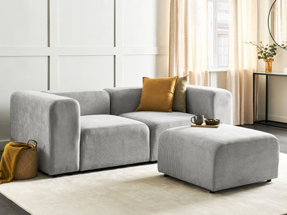 2-Sitzer Sofa Cord grau mit Ottomane FALSTERBO