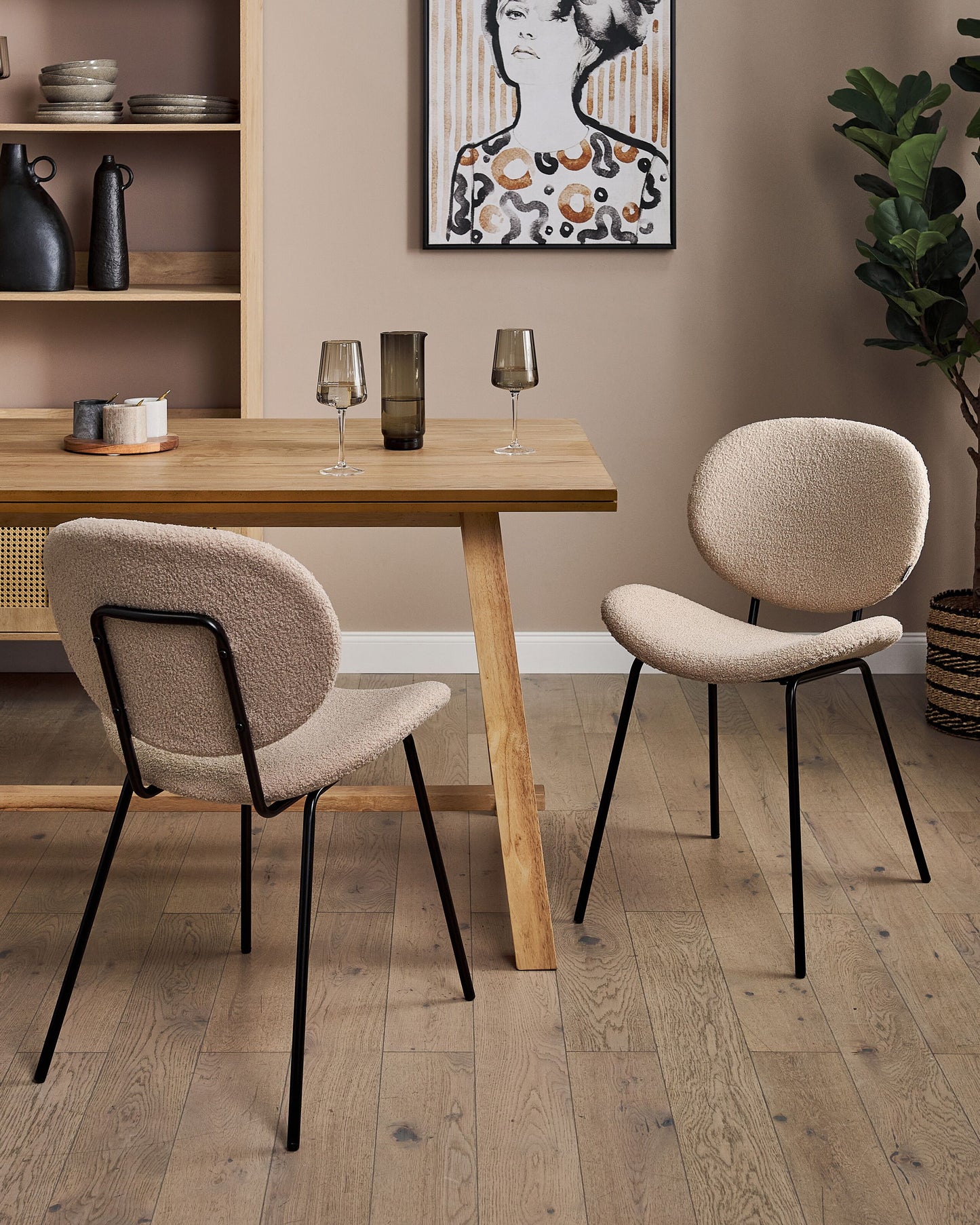 Esszimmerstuhl 2er Set LUANA Bouclé Taupe