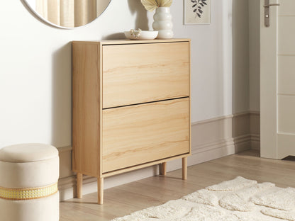 Schuhschrank heller Holzfarbton 2 Klapptüren NORRIS