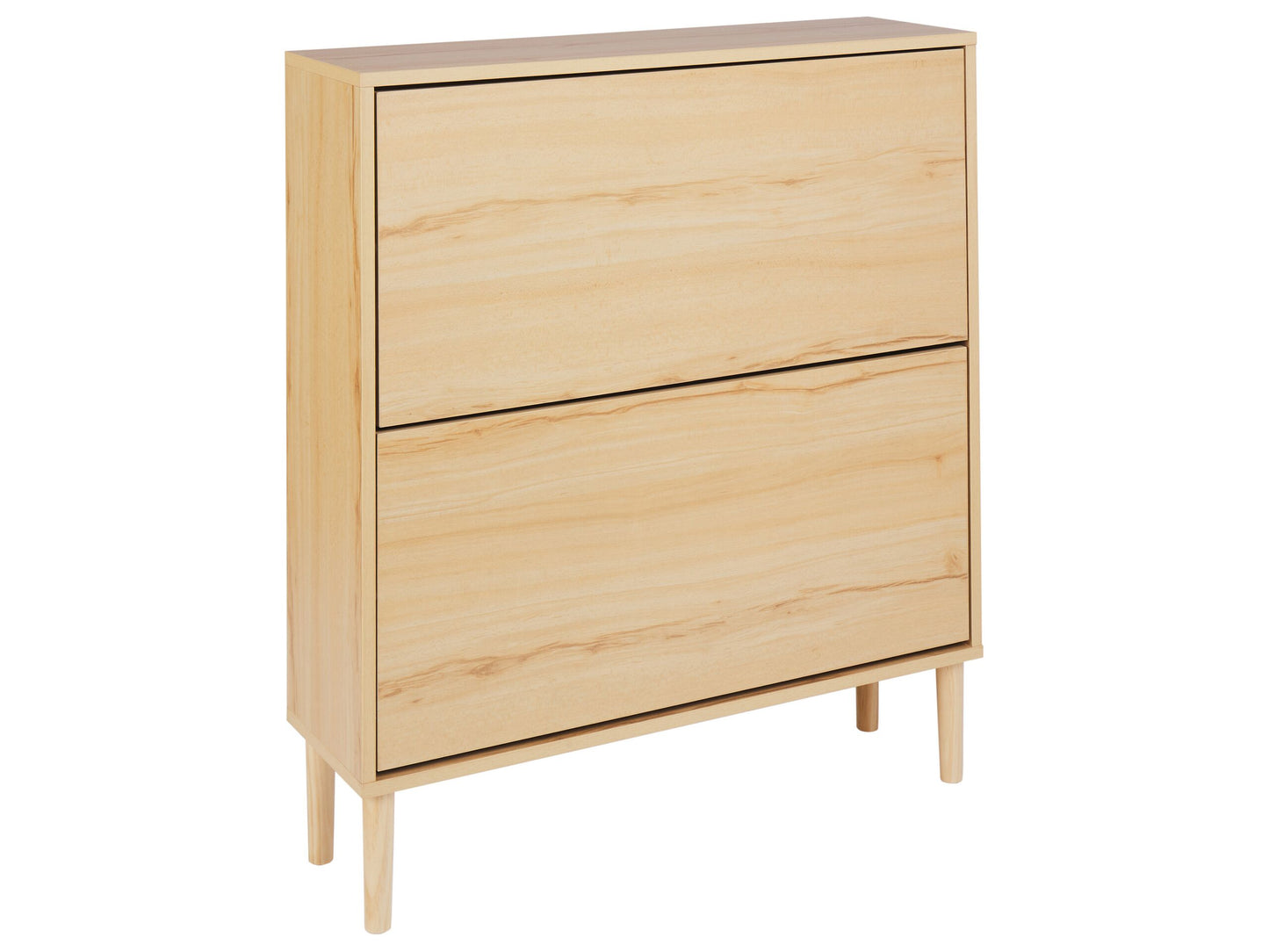 Schuhschrank heller Holzfarbton 2 Klapptüren NORRIS