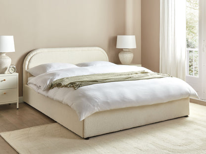 Bett mit Stauraum Bouclé QUILLIEN 160 x 200 cm Hellbeige