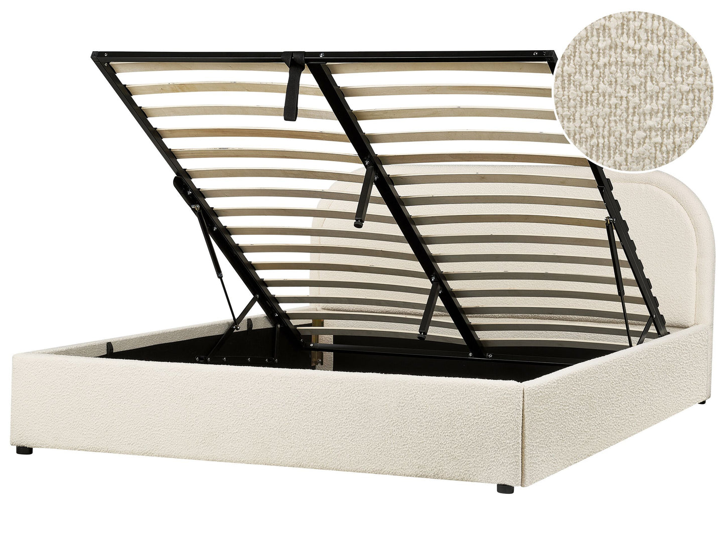 Bett mit Stauraum Bouclé QUILLIEN 160 x 200 cm Hellbeige