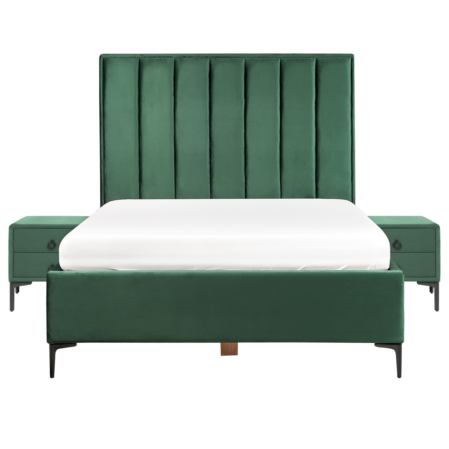 Schlafzimmer Set Samtstoff SEZANNE 140 x 200 cm Dunkelgrün