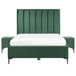 Schlafzimmer Set Samtstoff SEZANNE 140 x 200 cm Dunkelgrün