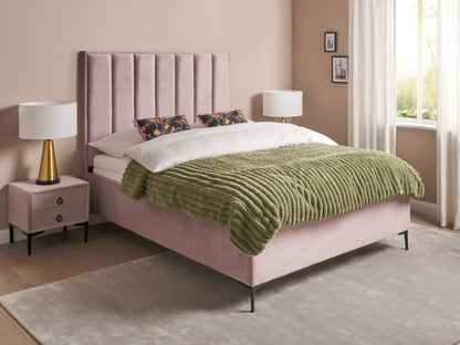 Schlafzimmer Set Samtstoff SEZANNE 140 x 200 cm Rosa