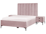 Schlafzimmer Set Samtstoff SEZANNE 140 x 200 cm Rosa