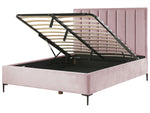 Bett mit Stauraum Samtstoff SEZANNE 160 x 200 cm Rosa
