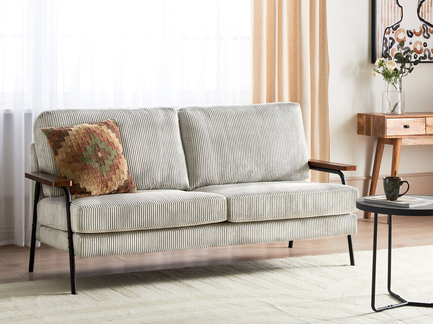 3-Sitzer Sofa Cord hellgrau AKRANES