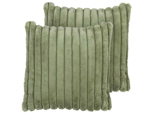 Kissen 2er Set RAKYA Webpelz 45 x 45 cm Kein Muster Getuftet Grün