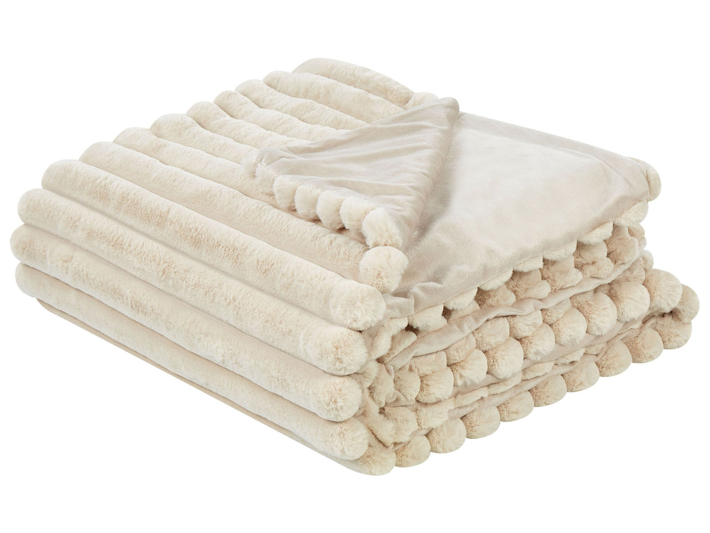 Tagesdecke RAKYA Webpelz 200 x 220 cm Streifen Beige