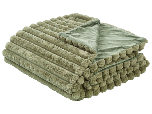 Tagesdecke RAKYA Webpelz 200 x 220 cm Streifen Grün