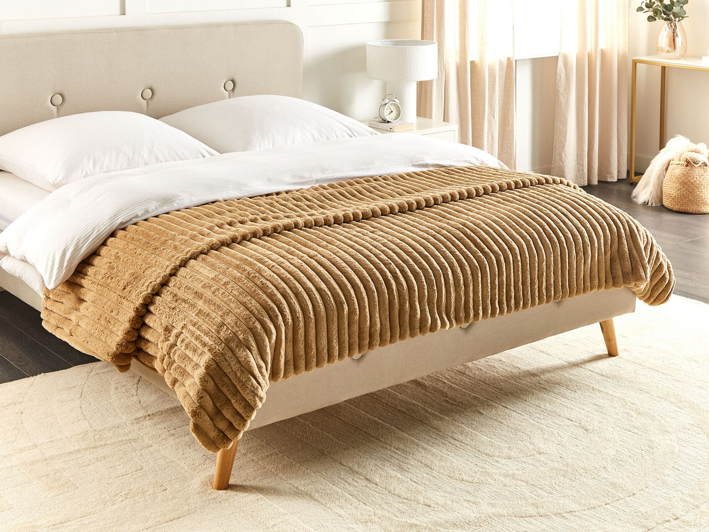 Tagesdecke RAKYA Webpelz 200 x 220 cm Hellbraun