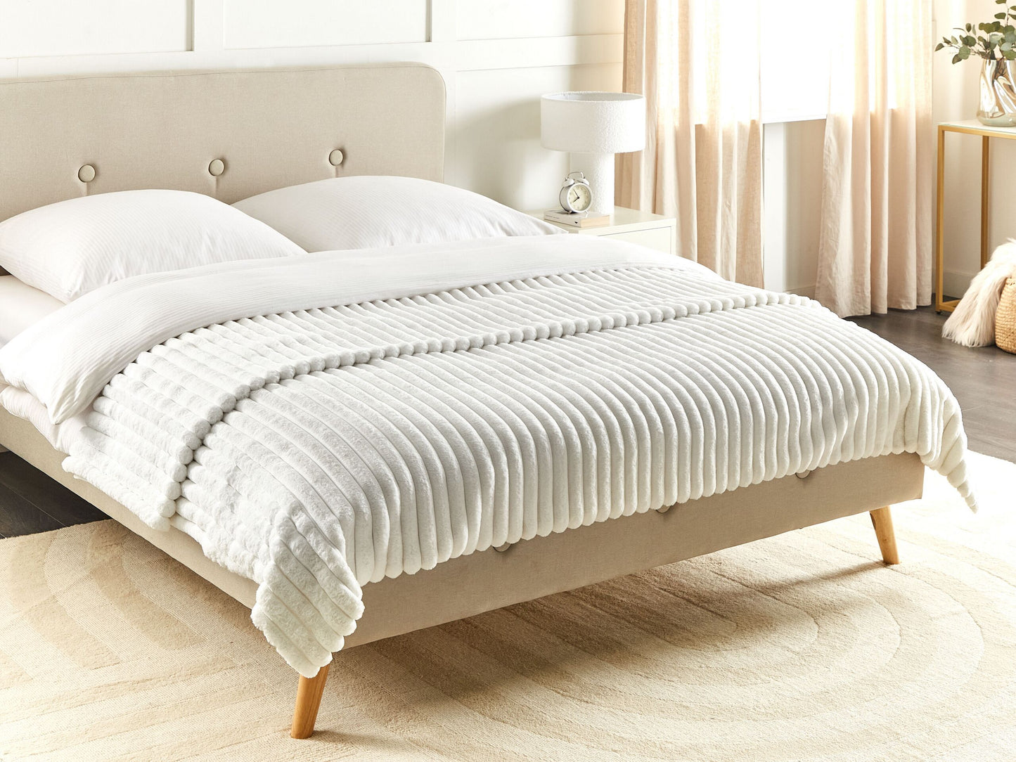 Tagesdecke RAKYA Webpelz 200 x 220 cm Weiss
