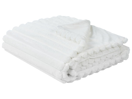 Tagesdecke RAKYA Webpelz 200 x 220 cm Streifen Weiss