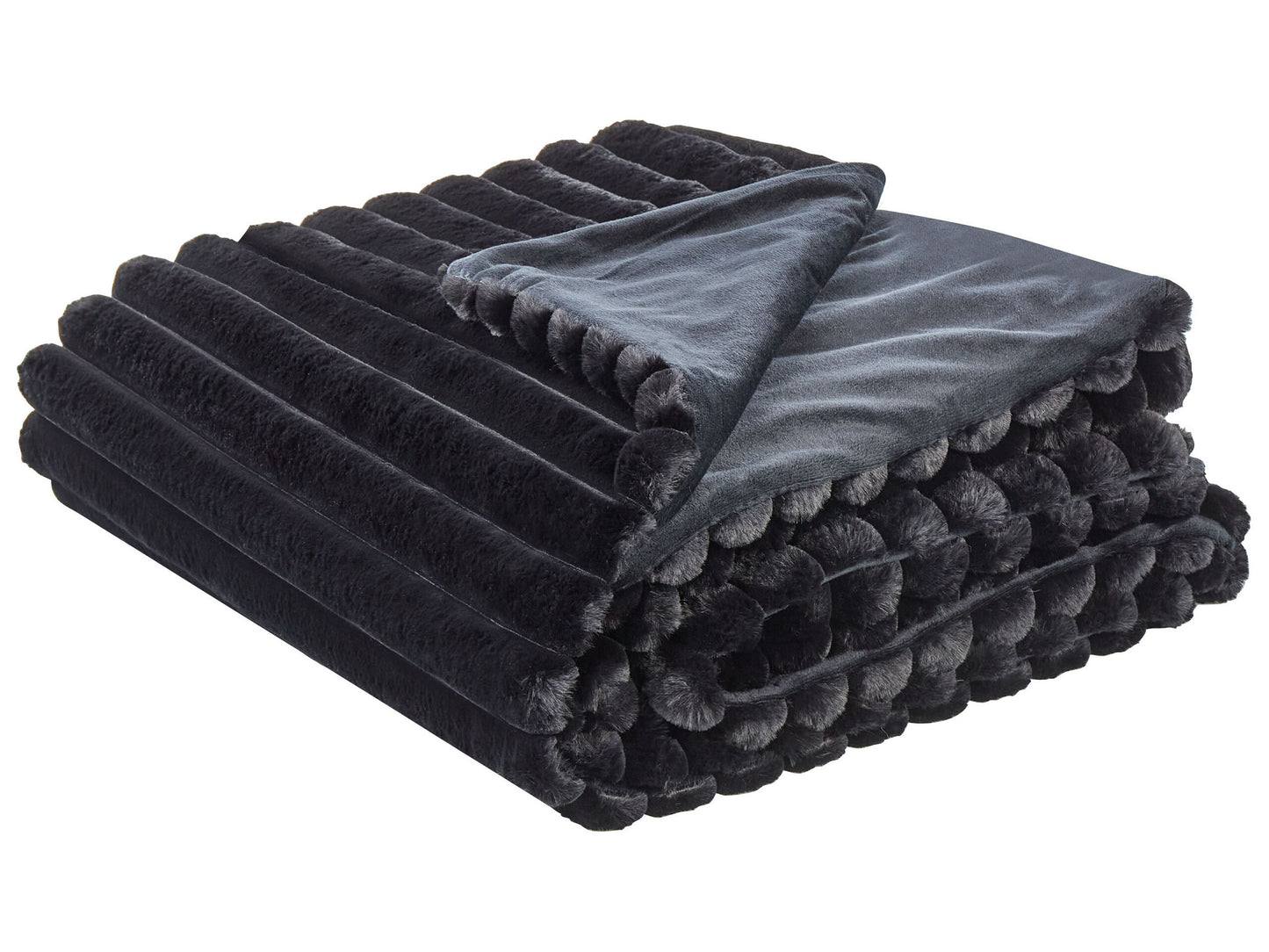 Tagesdecke RAKYA Webpelz 200 x 220 cm Schwarz